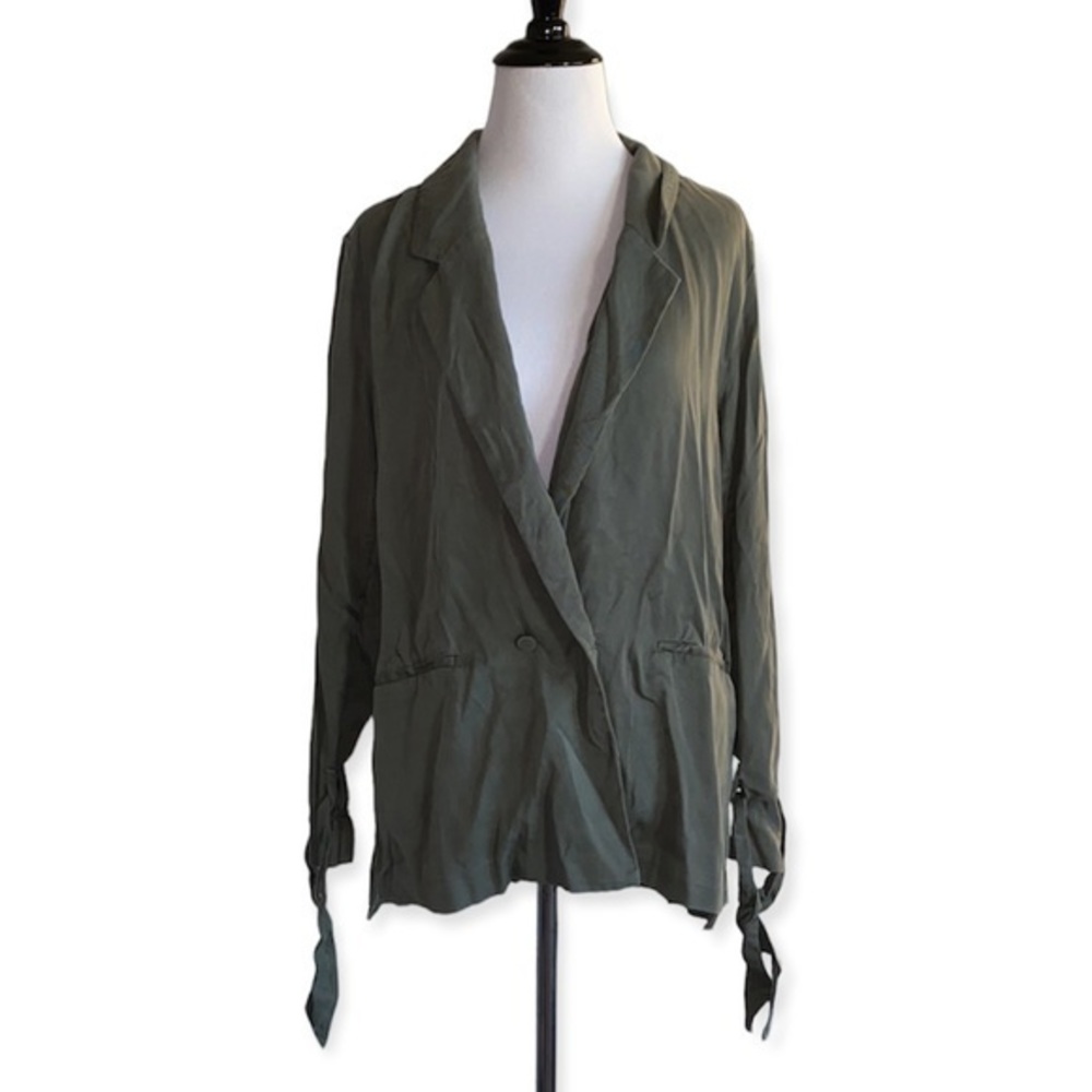 NAKED ZEBRA Small Womens Green Tie Cuff‎ Blazer Jacket